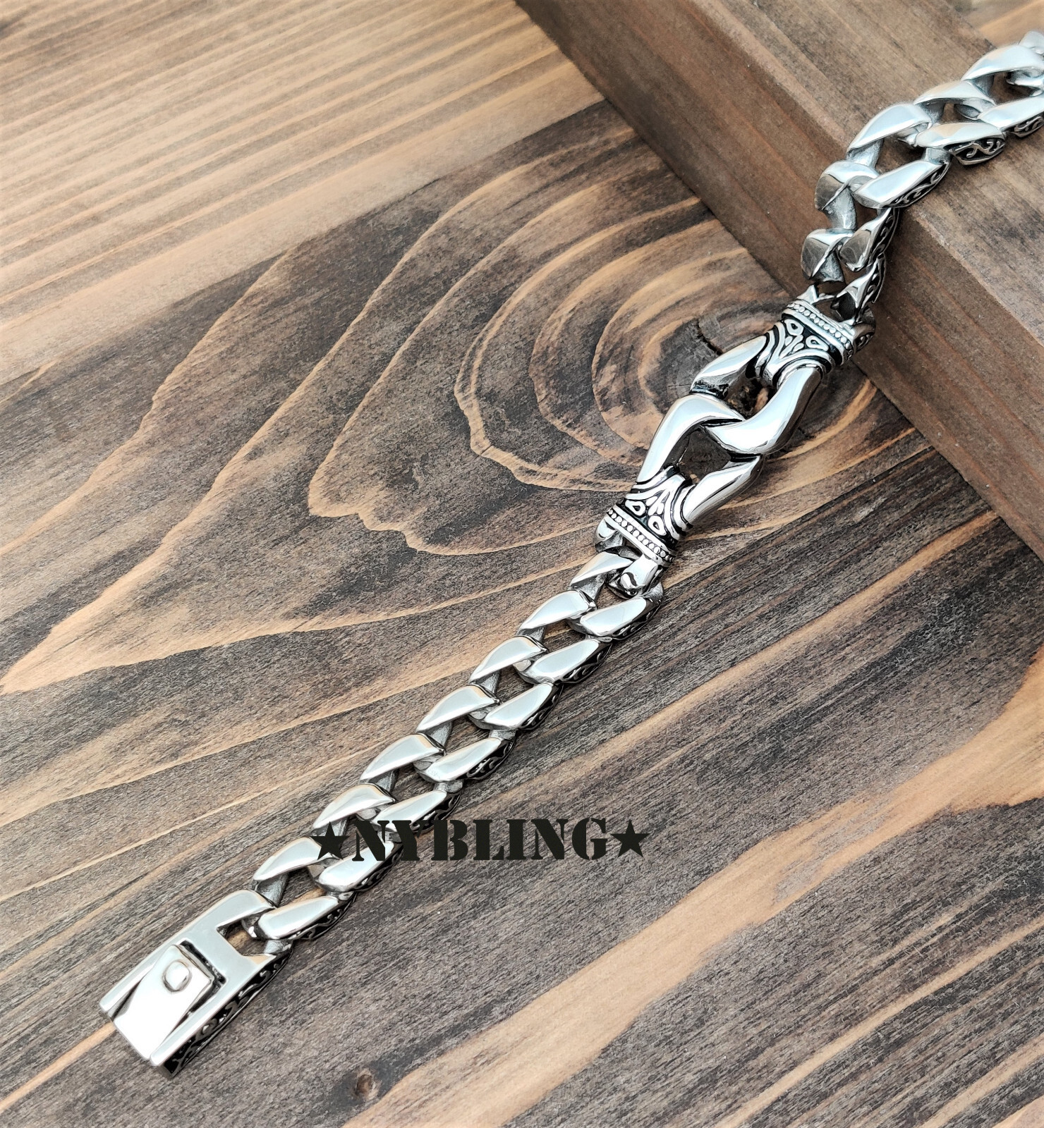 Mens Solid Stainless Steel Gothic Motorcycle Biker Chain Bracelet Wristband Gift