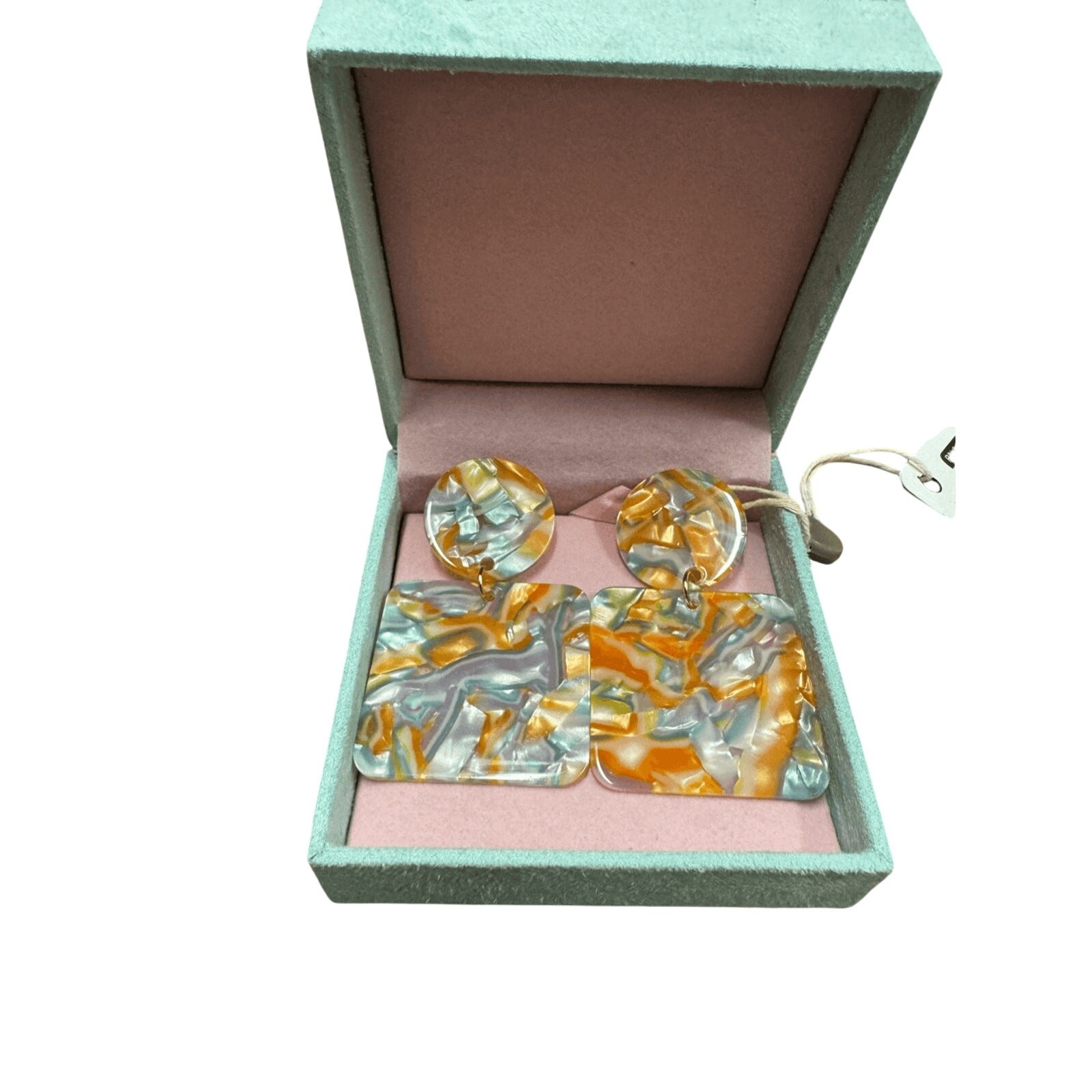 Valet Studio NWT Abigail Earrings in Sky Blue and Orange