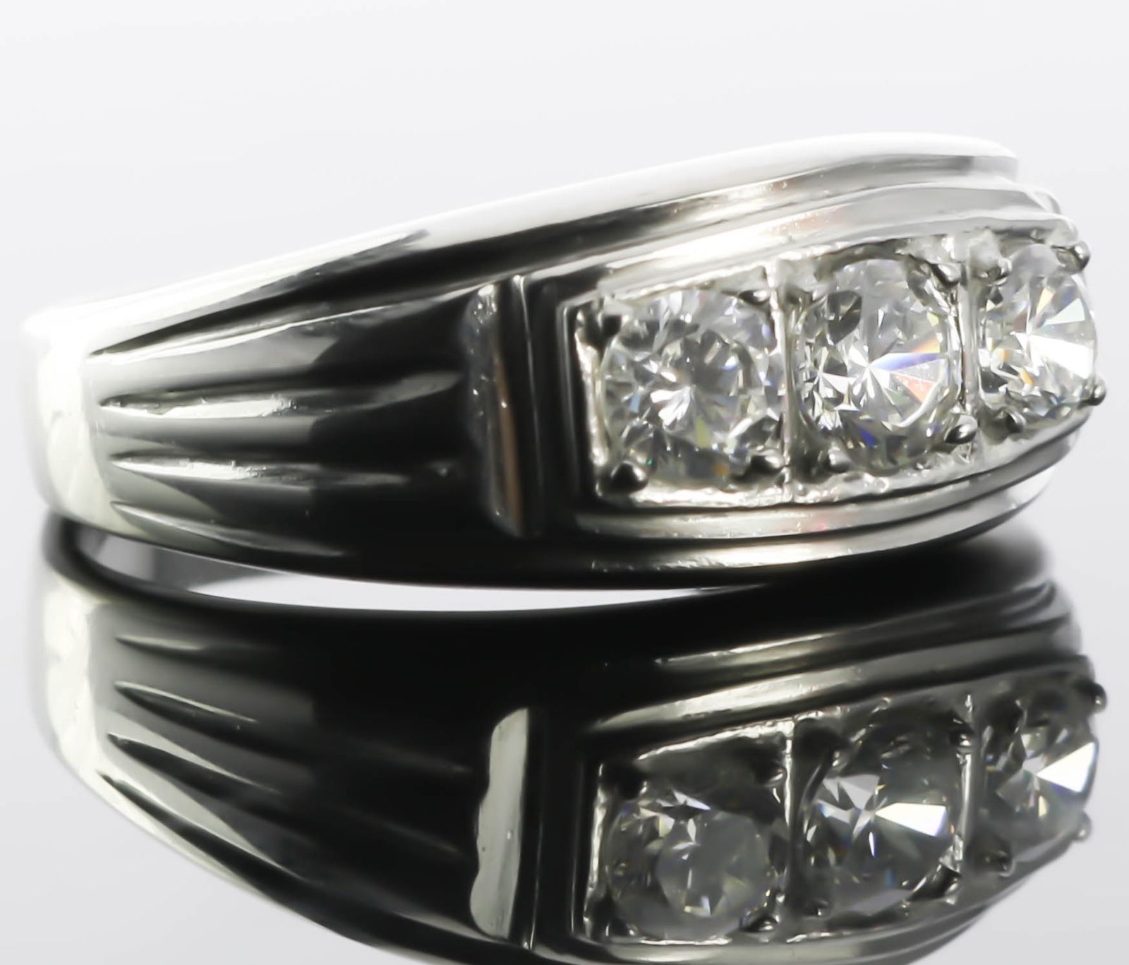 Three Stone Clear CZ Classic Stainless Steel Men’s Ring Size 13 T57