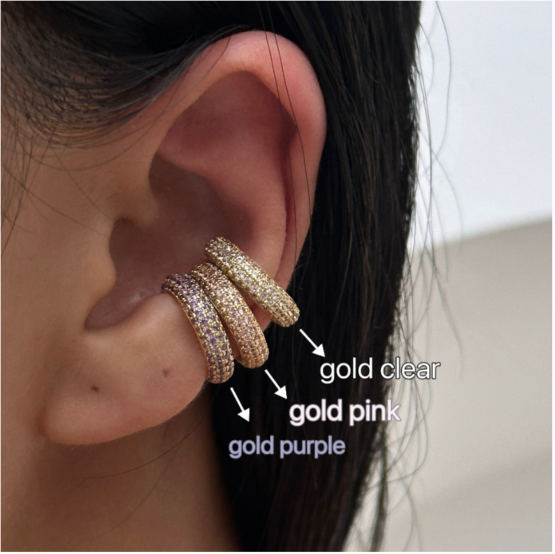 1Pc Women Girl Width Band Silver Gold Plated Micro Pave CZ Ear Cuff Earrings I72