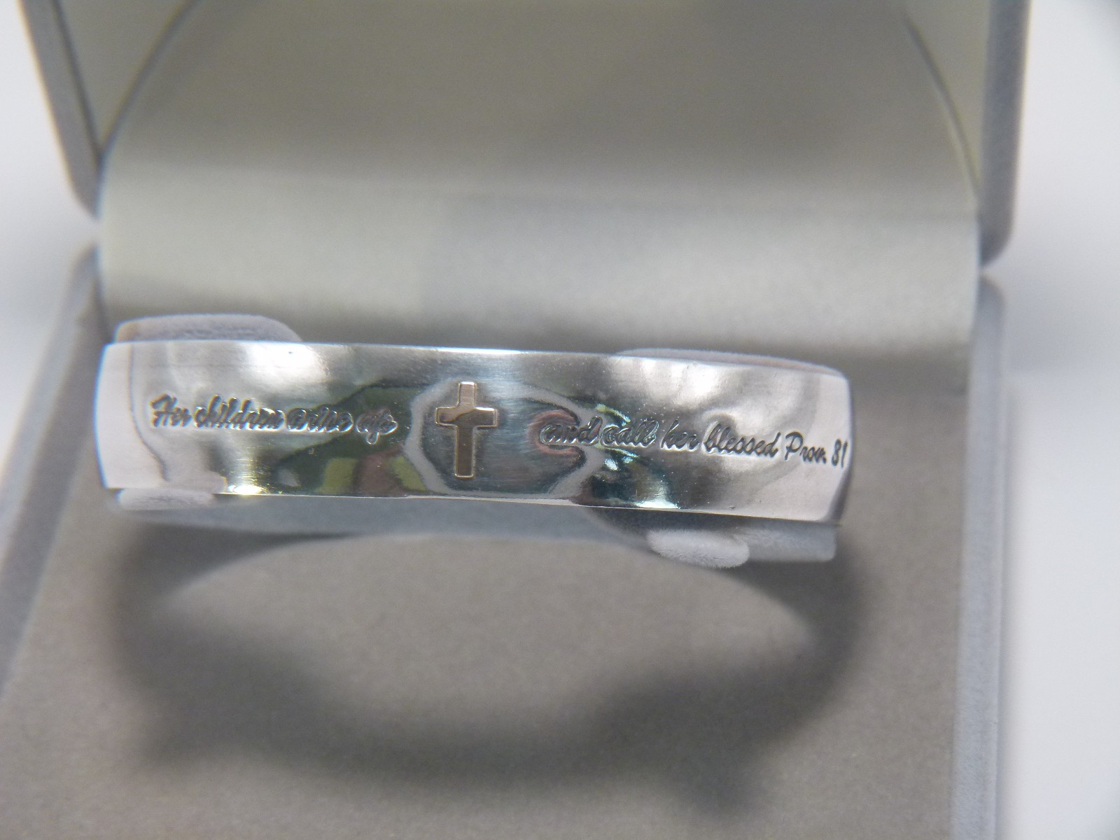 SOLID Pure Silver (99.9%) Bible Verse Cuff Bracelet sz 6.75