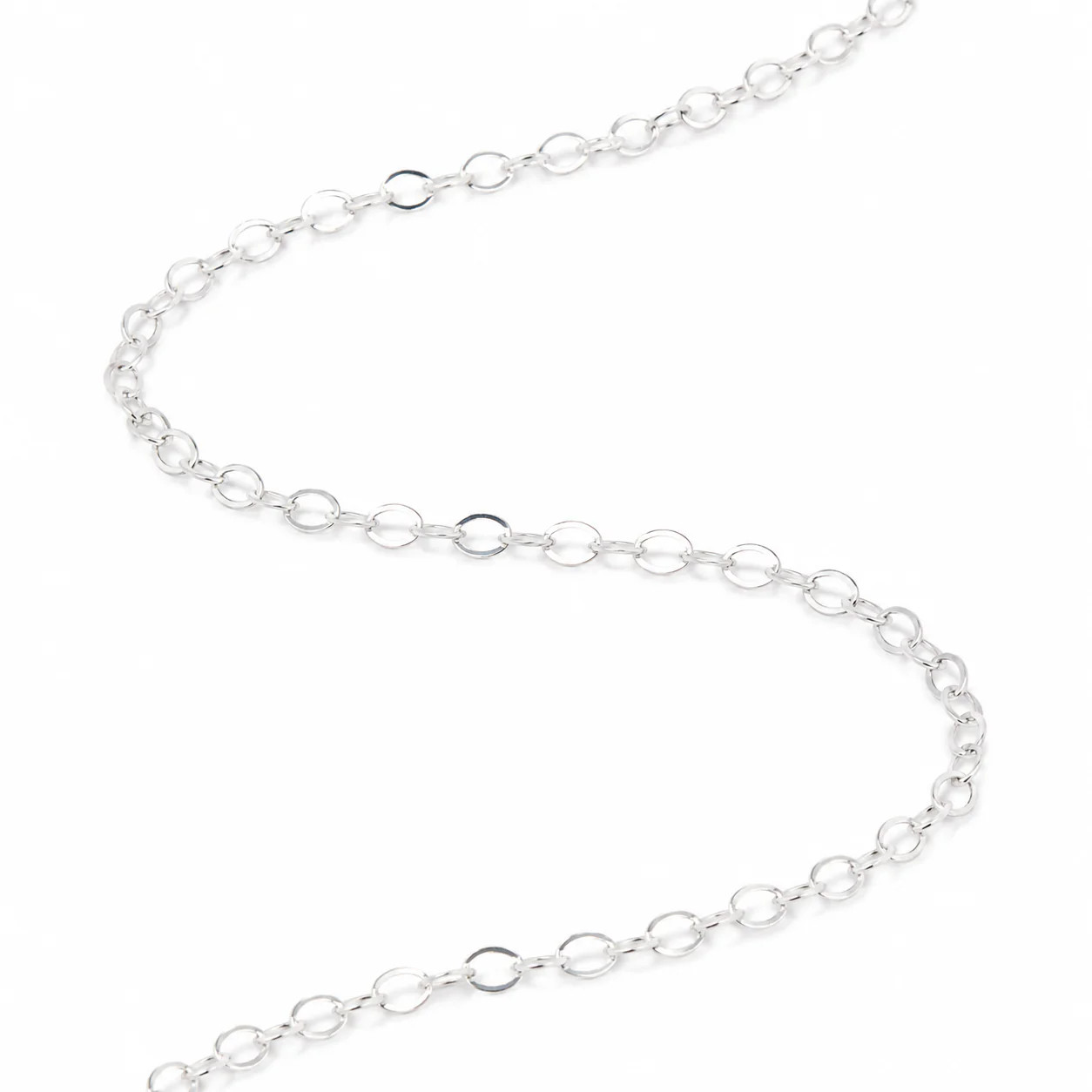 925 Sterling Silver Flat Oval Cable Chain (2.5 × 3.5 mm) – 1 Foot