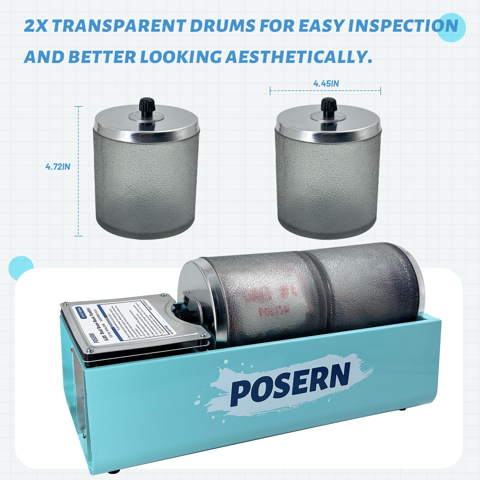 6LBS Rock Tumbler with Double Transparent Drums Great for Seperate Tumbling a…
