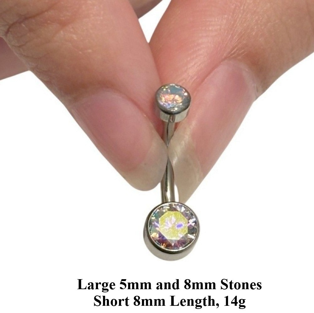 STERILIZE WEIGHTLESS Titanium Most Beautiful Bezel AB Swarovski TINY VCH Barbell