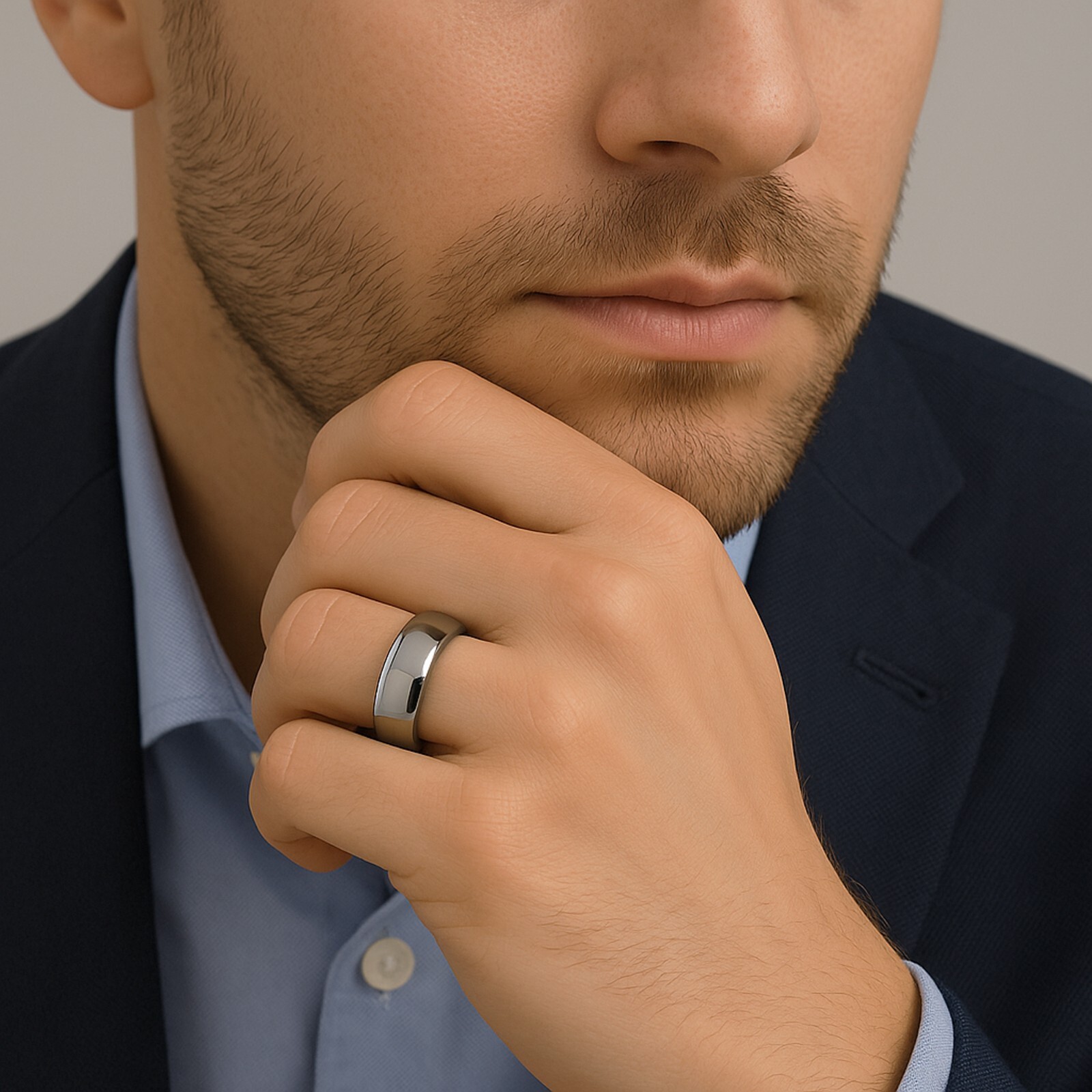 Tungsten Wedding Ring for Men Polish Domed Surface Tungsten Wedding Band