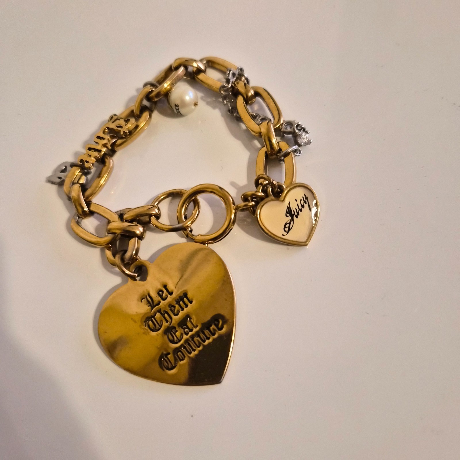 Vintage Juicy Couture Let Them Eat Couture Gold Charm Bracelet