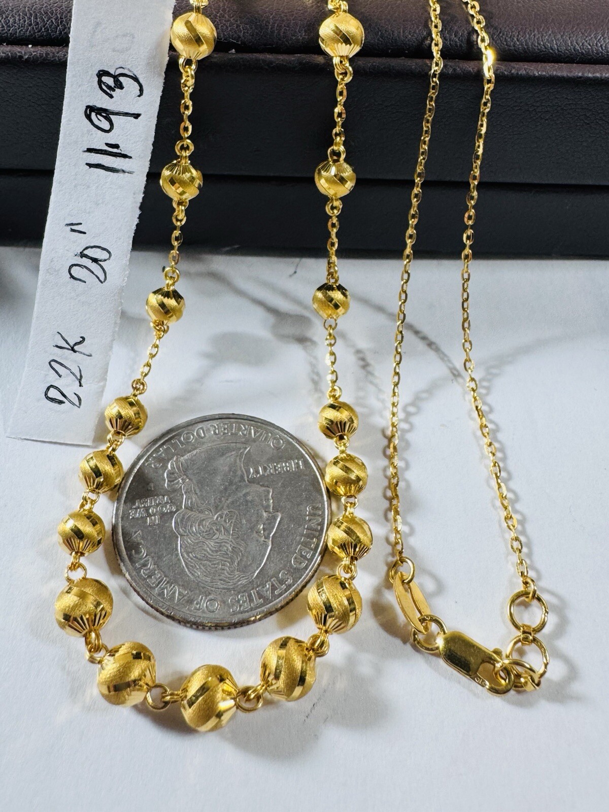 Women’s 22K 916 Yellow Real Gold Balls Beads Chain Necklace 20 Inch 11.93g