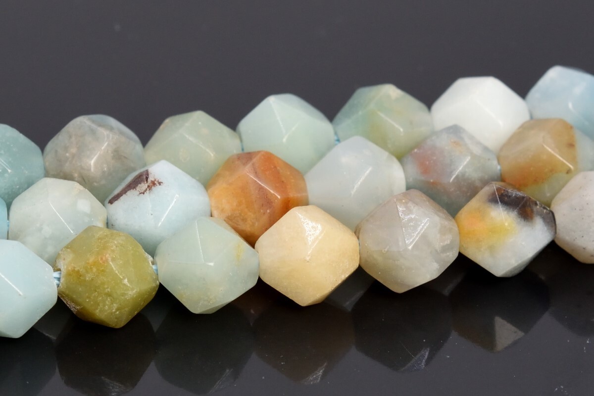 Natural Multicolor Amazonite Star Cut Faceted Grade A Loose Beads 5-6/7-8/9-10MM