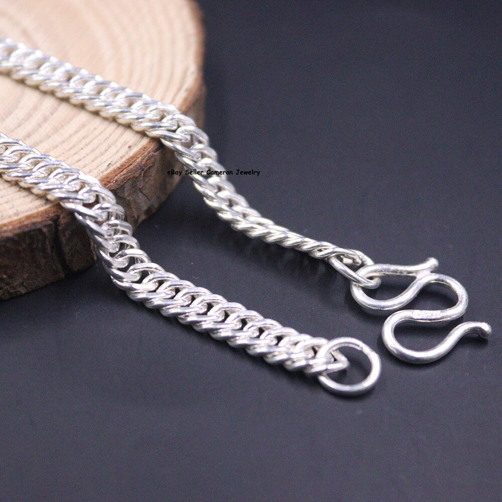 Pure S999 Fine Silver 999 Chain 5.5mm Cuban Curb Link Necklace 29-30g 19.6inch