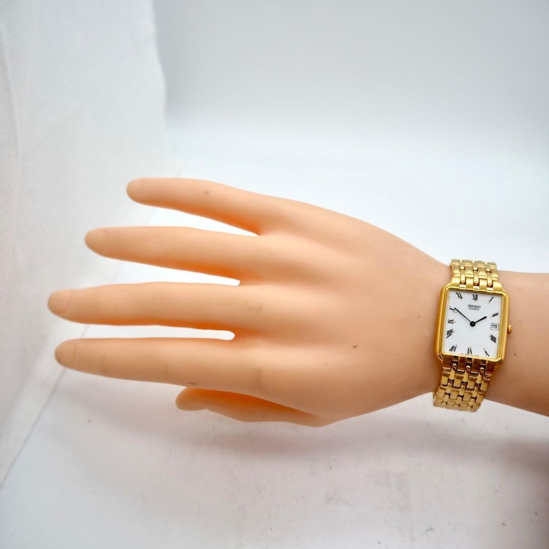 177 Working SEIKO Watch Men’s Date Gold White Square