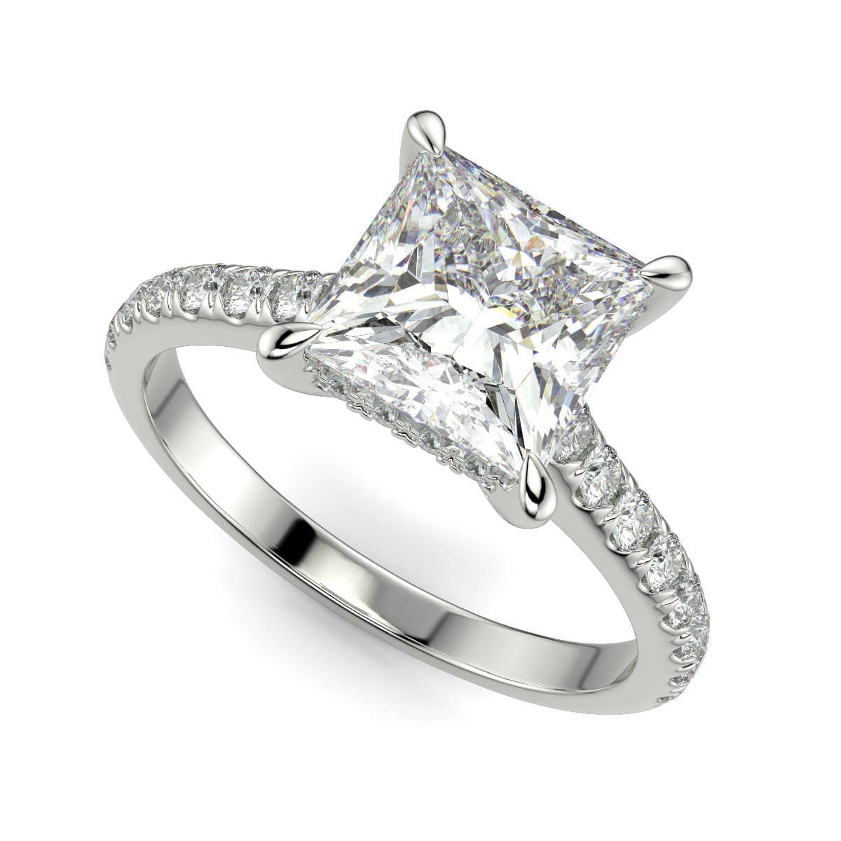 1.3 Ct Princess Cut Diamond Engagement Ring VS2 F White Gold 14k