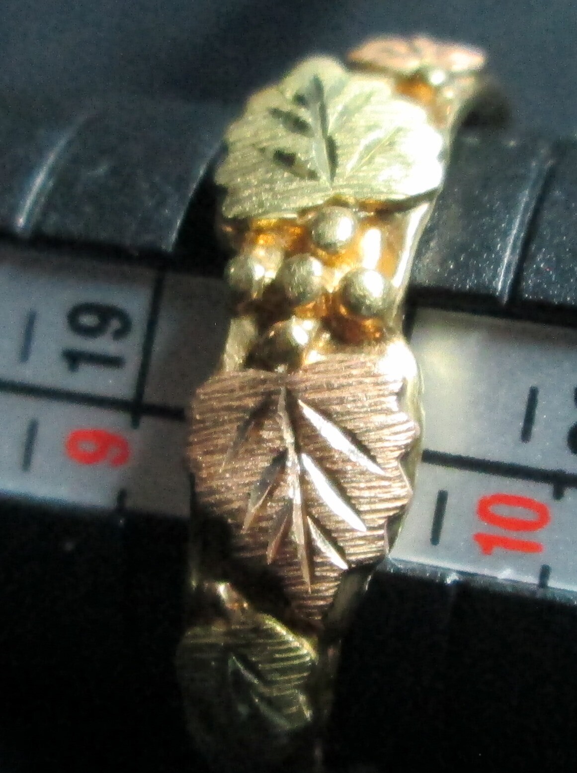 Black Hills Gold Size 9 3/4 10K “Landstom’s” Gold Ring
