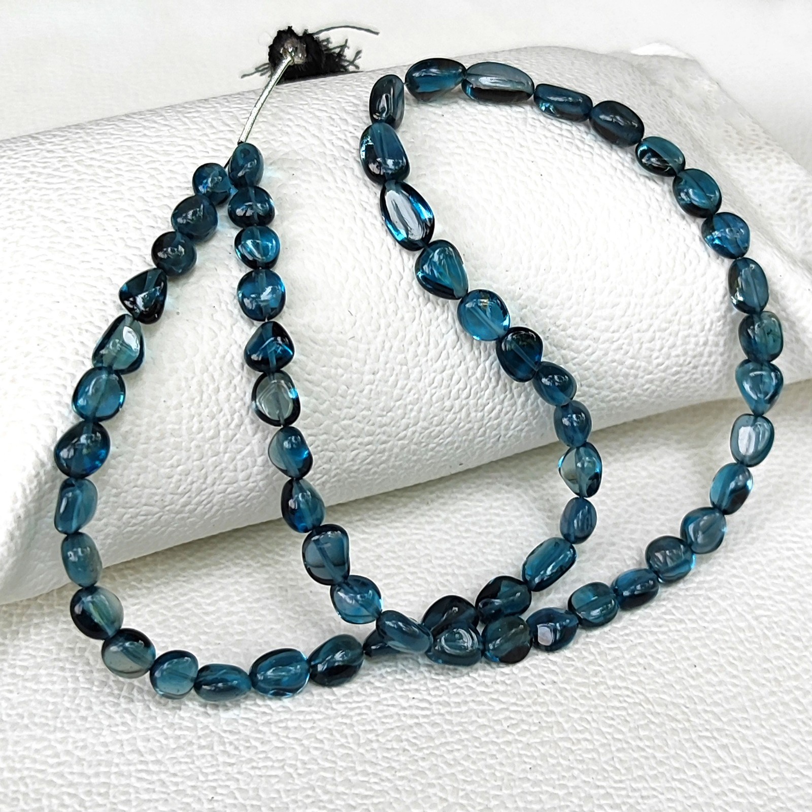 Genuine London Blue Topaz Smooth Nugget Beads 6-8mm 15″ Jewelry Making Strand