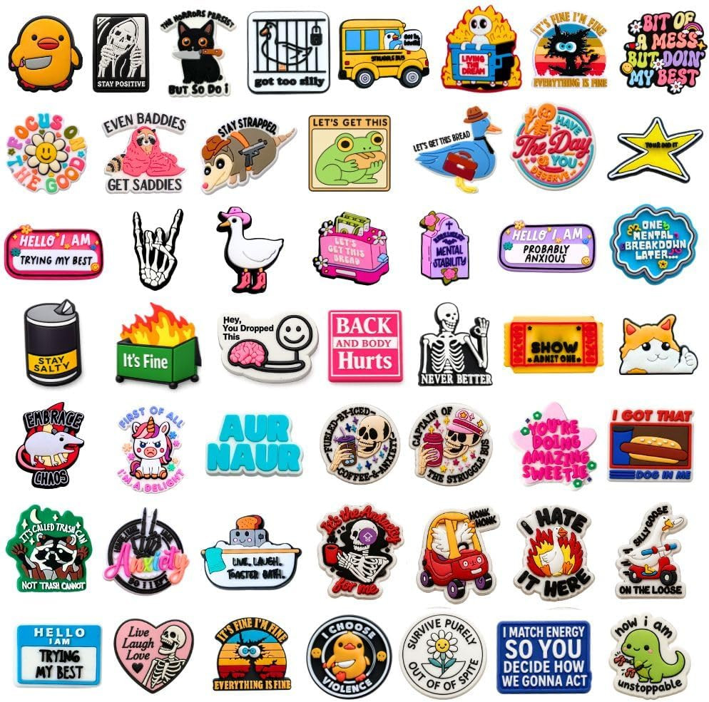 50PC Funny Cute Pins Bulk Set Fun Cool Novelty Brooch Button Pins