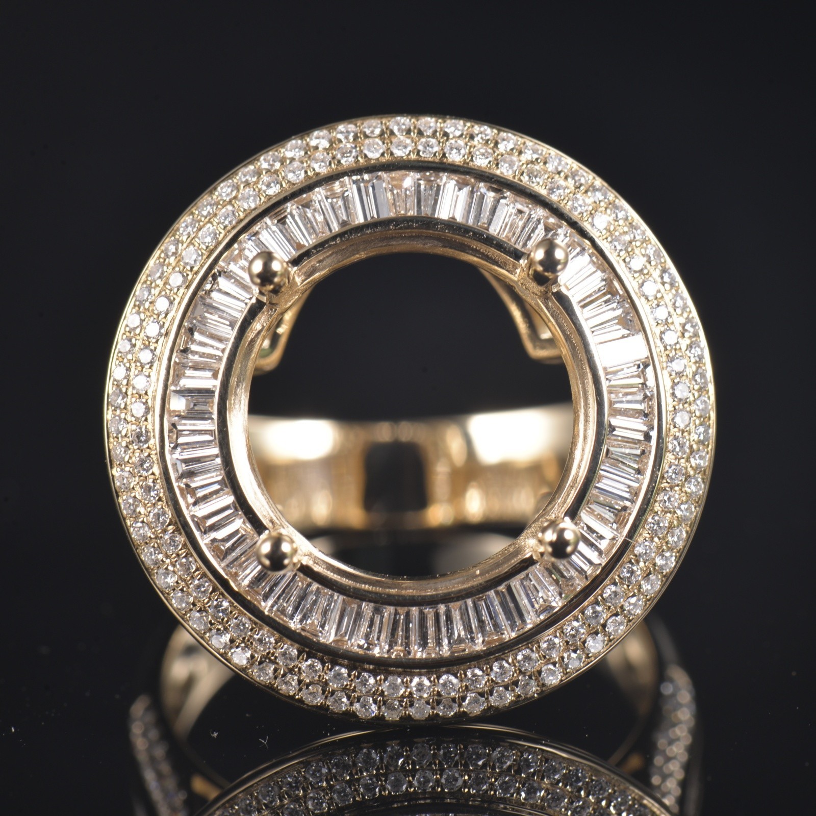 Solid 14K Yellow Gold Lab Created Diamond Semi Mount Engagement Wedding Ring