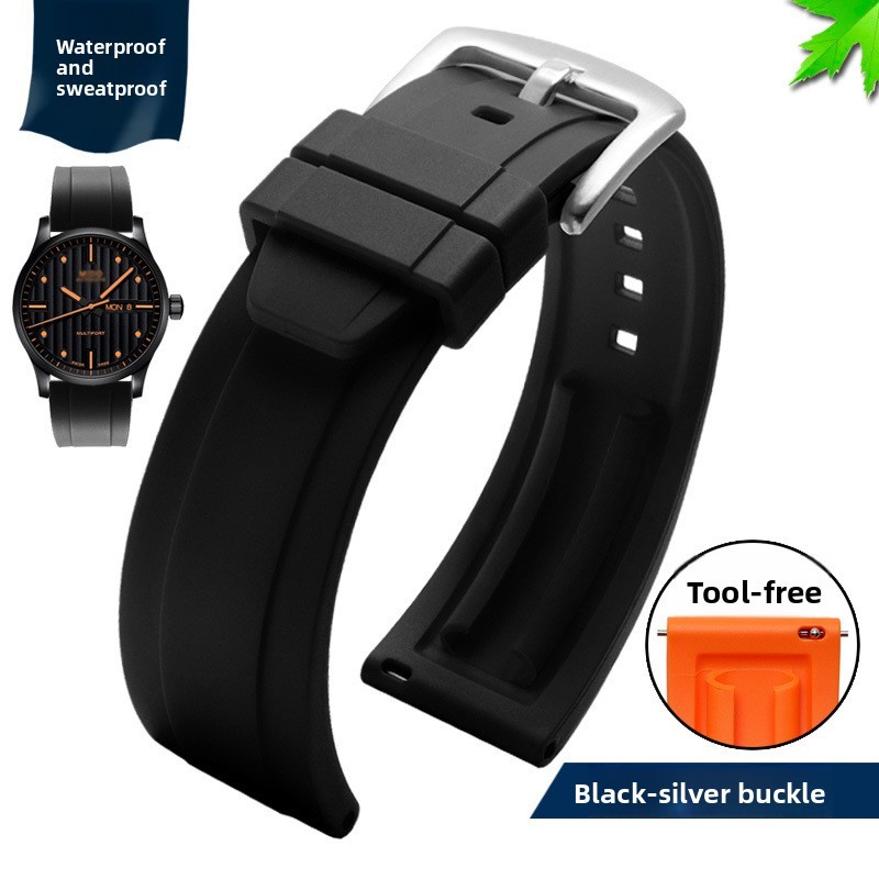 Waterproof Fluororubber Watch Straps Mens Quick Release Diver Band 20 22 24mm