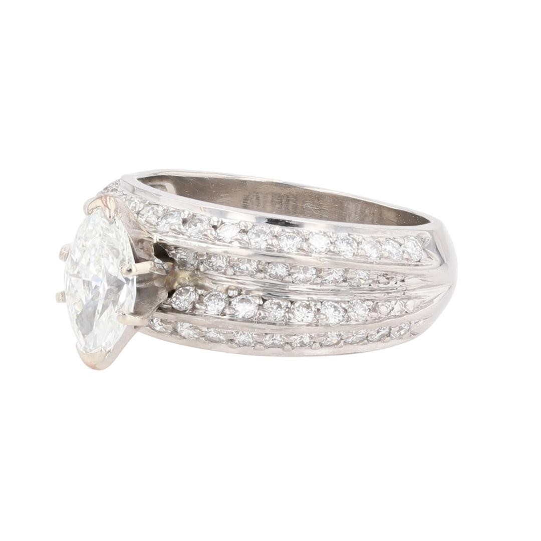 GIA 2.09ctw Diamond Solitaire with Accents Engagement Ring Palladium Size 7