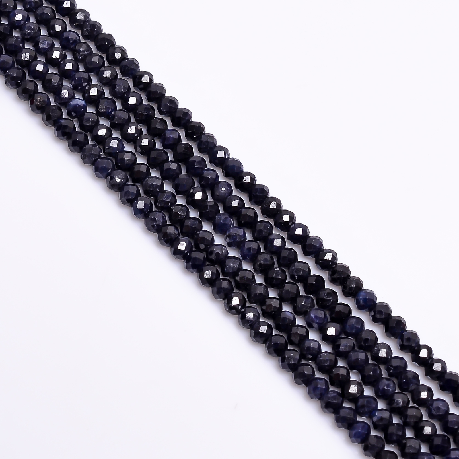 100% Natural Blue Sapphire Gemstone Round Faceted Beads 3X3 mm Strand 13″ EB-254