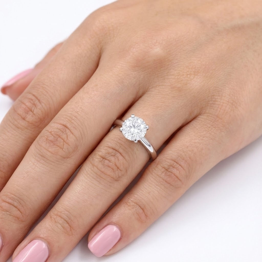 Solitaire Engagement Ring Platinum Classic 3.16 CT Round Lab-Grown Diamond E SI2