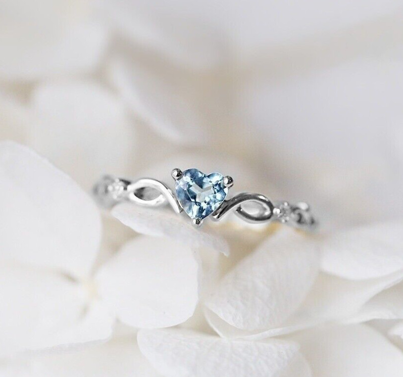 1.32Ct Simulated Aquamarine Ring 925 Silver Plated Tiny Ring For Valentine Gifts
