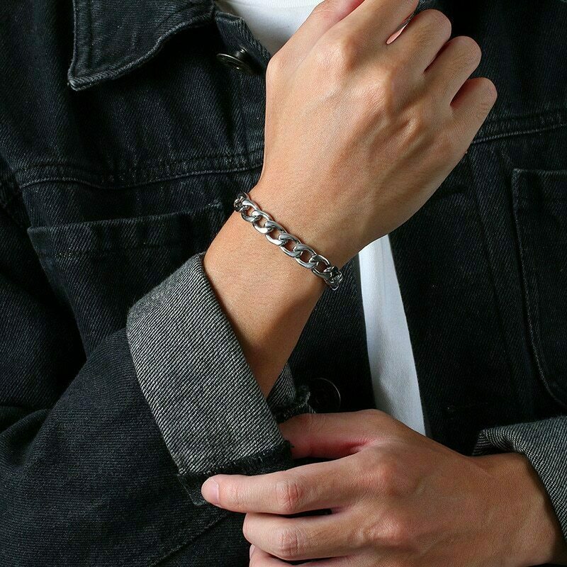 Curb Bracelet Stainless Steel Solid 2.8-10mm Wide / 10-25cm Men Women Gift