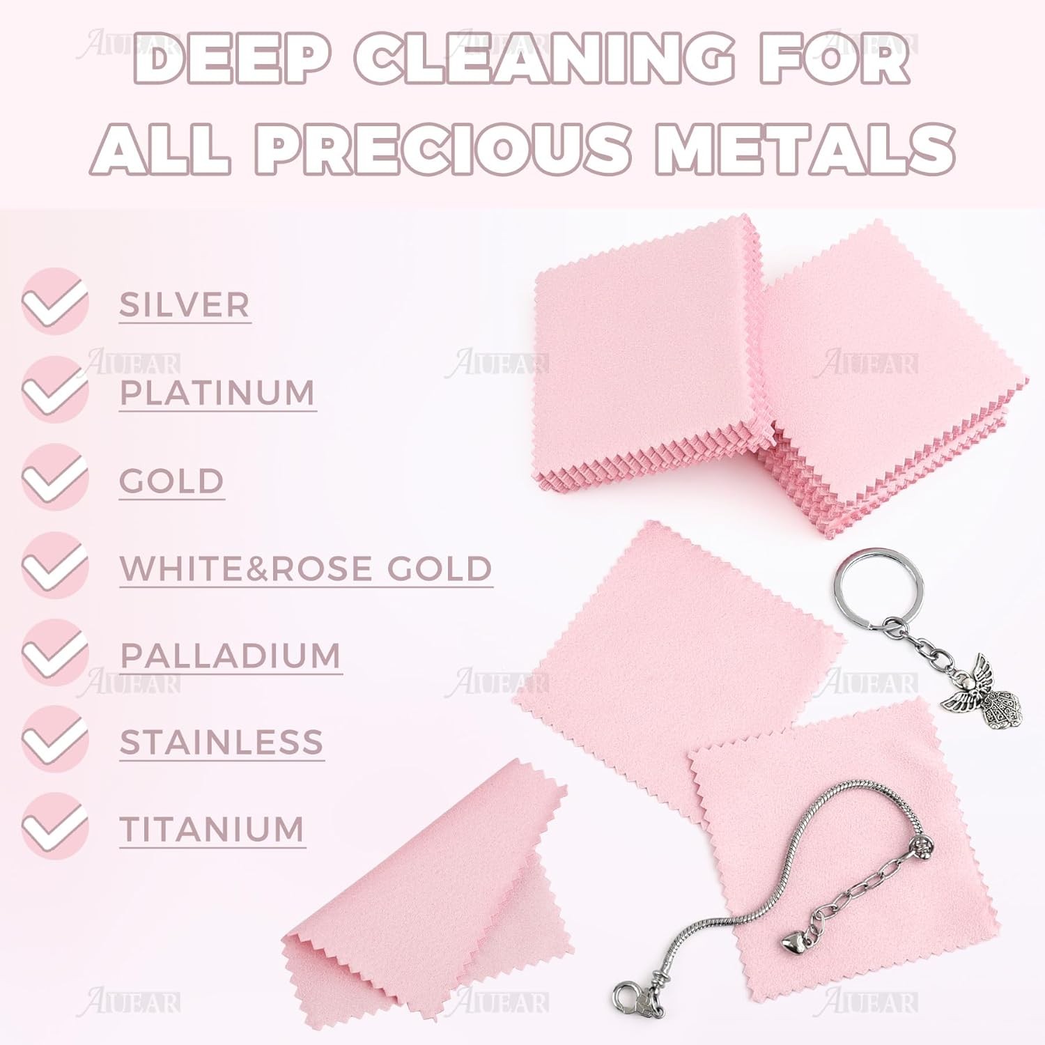 AUEAR, 100 Pack Jewelry Cleaning Cloths, Polishing Cleaner Cloth for…