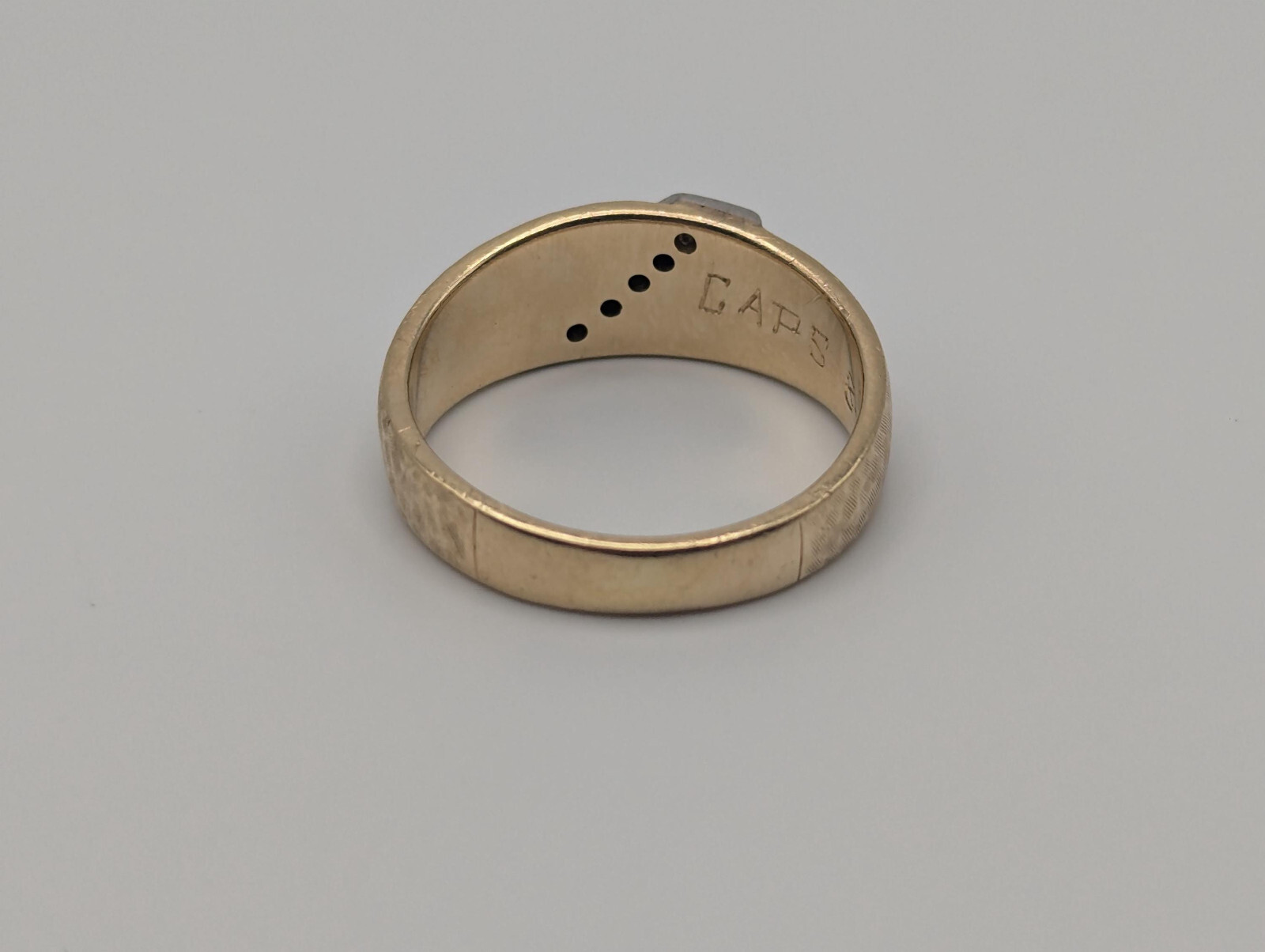 14k Heavy 7.4gr Solid Gold Diamond 8.6mm Textured Wedding Band Anniversary Ring