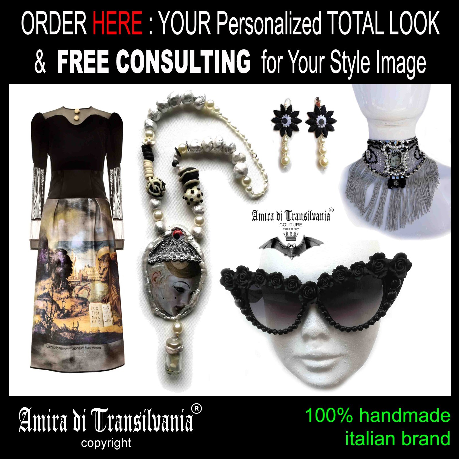 Vintage Assemblage Jewelry Necklace Pendant Baroque Pop Religion Motorcycle Fans