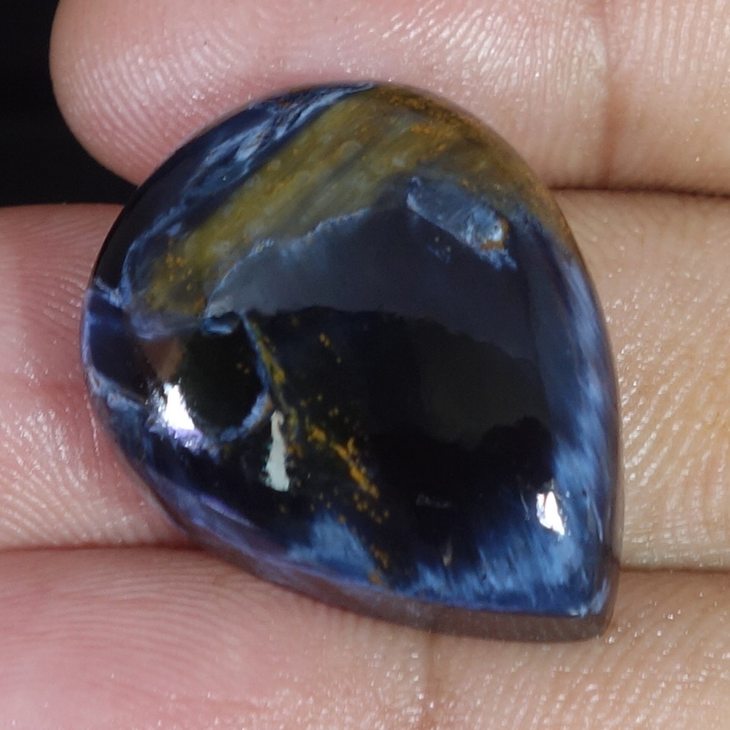 38.10 Cts Natural Pietersite Meditation Pear Cabochon Pendant Supply 21X27MM