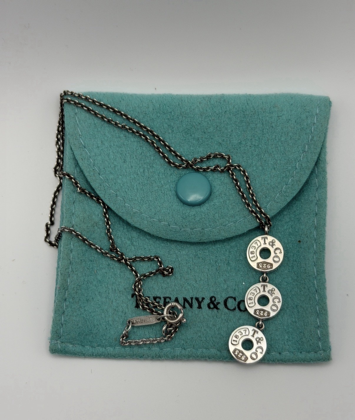 Authentic Tiffany & Co. 1837 Triple Circle Sterling Silver Necklace 925