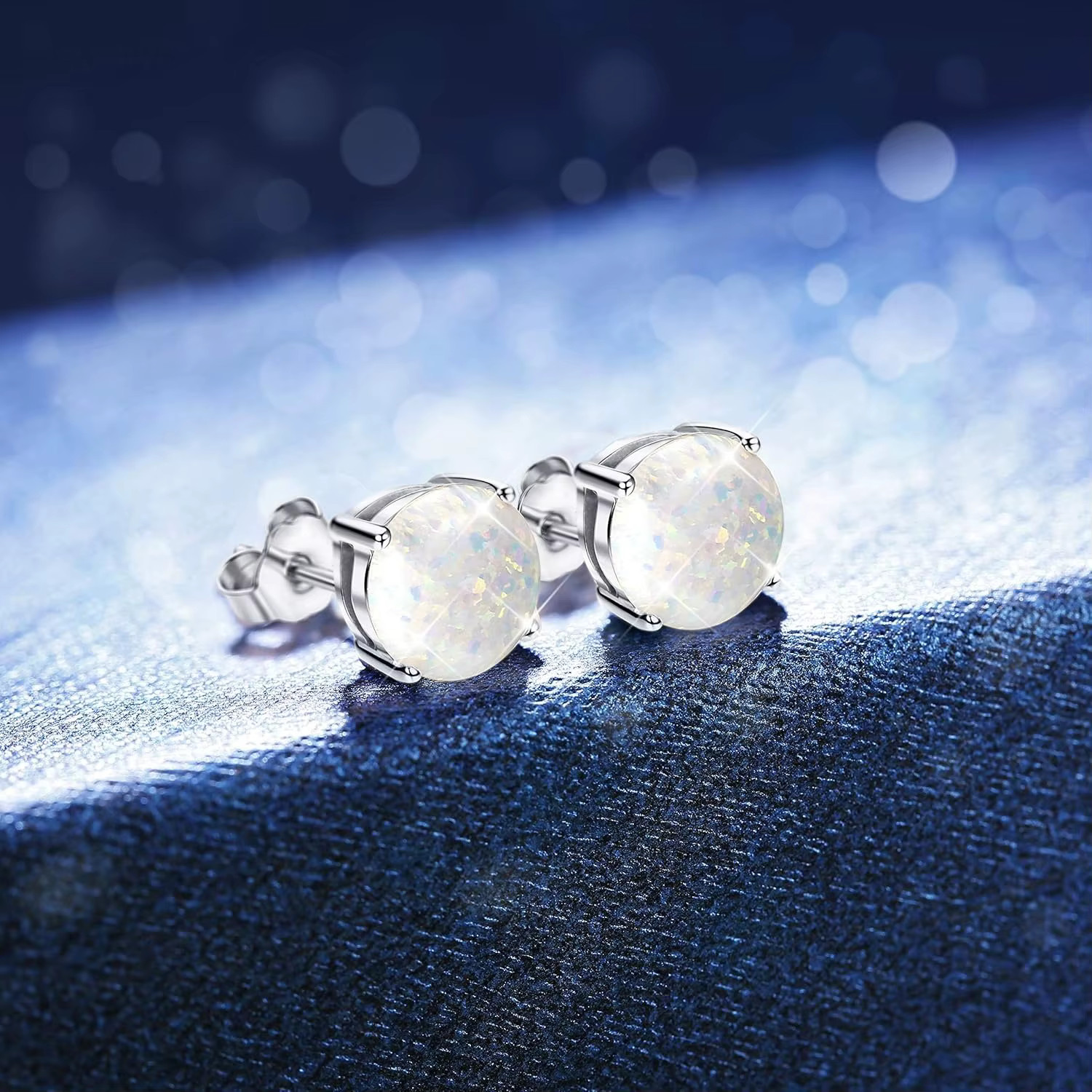 18K White Gold Plated Stainless Steel Stud Earrings Set of 3 Styles