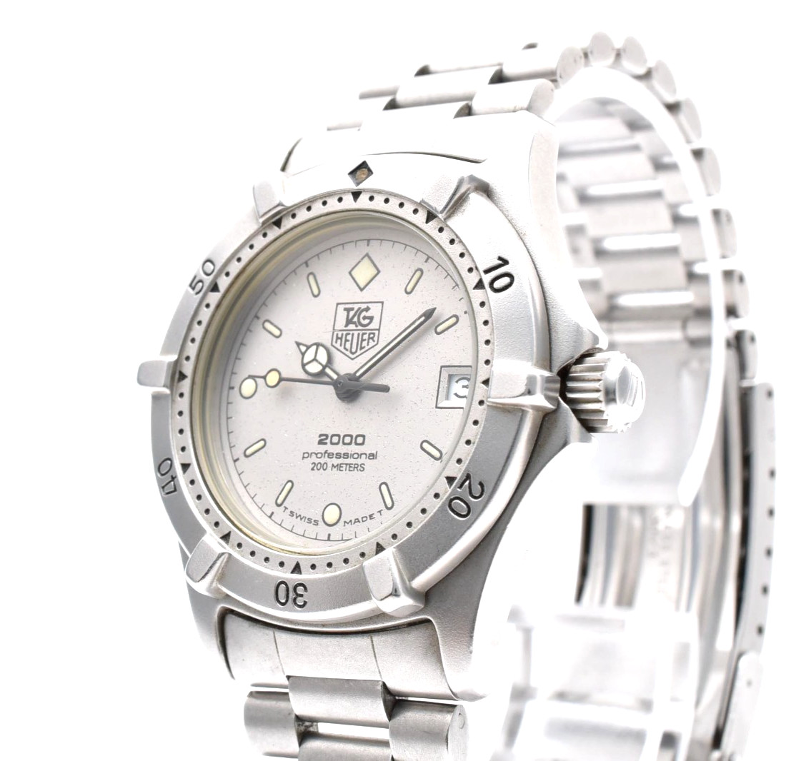 TAG Heuer 2000 962.213R White Dial Cream Patina 200M Diver 34mm Mens Watch