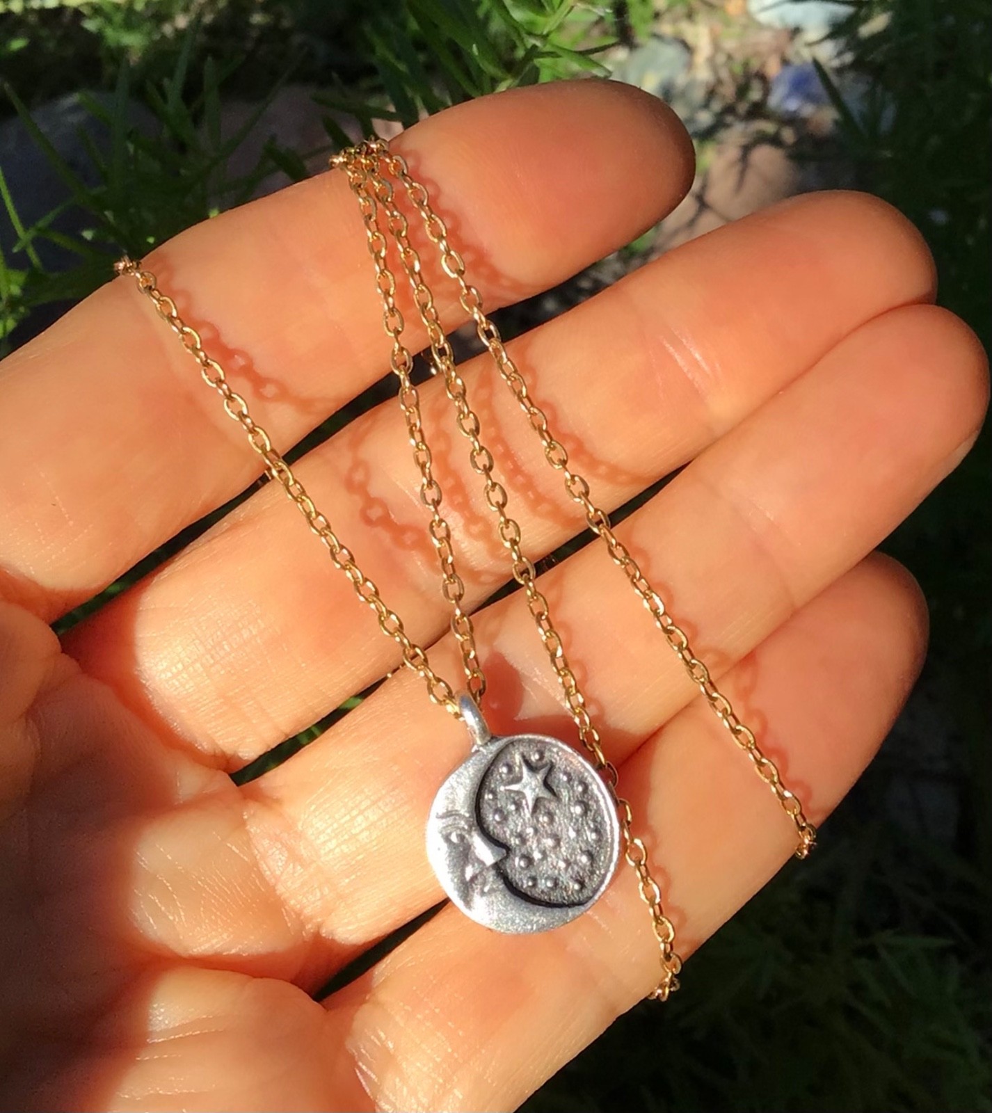 ARTISAN HANDMADE SUNDANCE CHARM NECKLACE HANDCRAFTED SILVER MOON JEWELRY