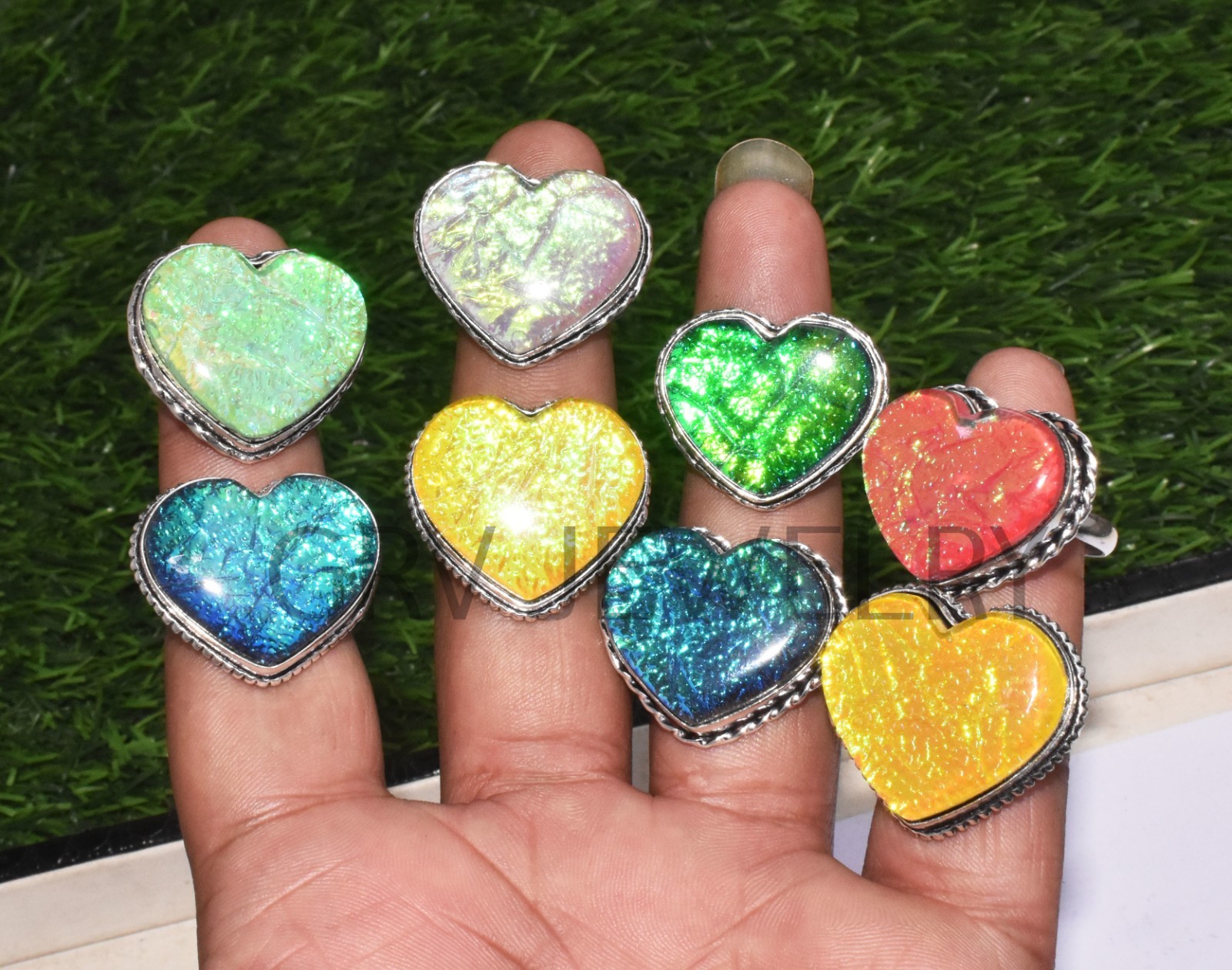 1-500 Pcs Australian Triplet Opal In Heart Rings Lot Bulk: Silver Plated Whr-71