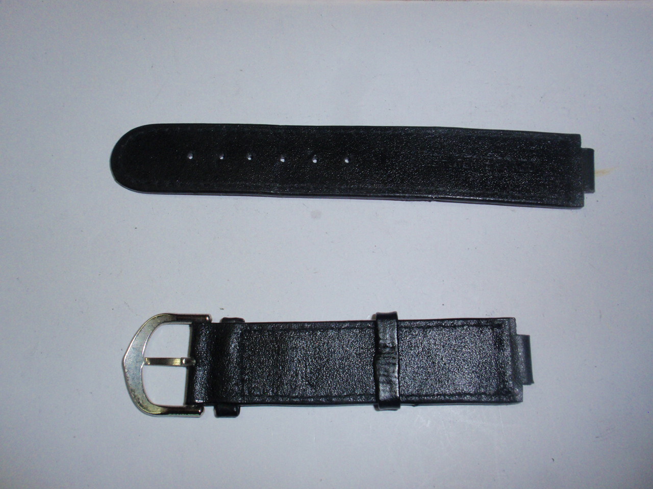 10mm Hook End ~8″Long Black Leather Watch Band Width 18mm GoldTone Clasp #HB 203