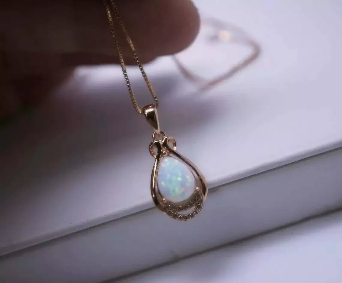 1.50Ct Pear Cut Fire Opal Teardrop Halo Pendant 14K Yellow Gold Over Free Chain