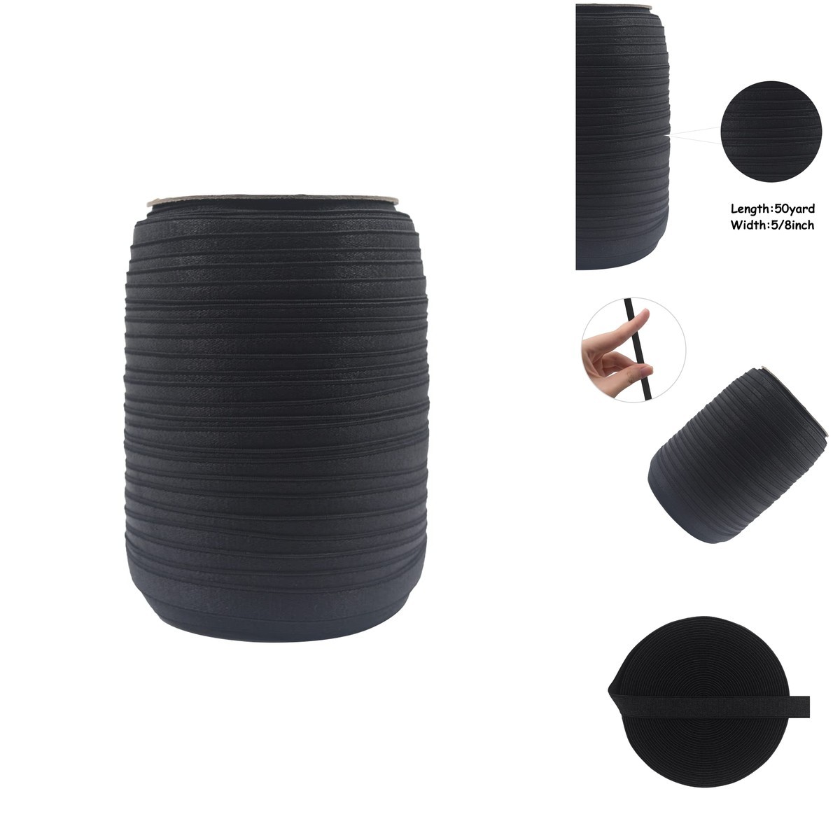 Bristlegrass Shiny Bra Strap Elastic Band 3/8″ 10mm 50 Yards Black
