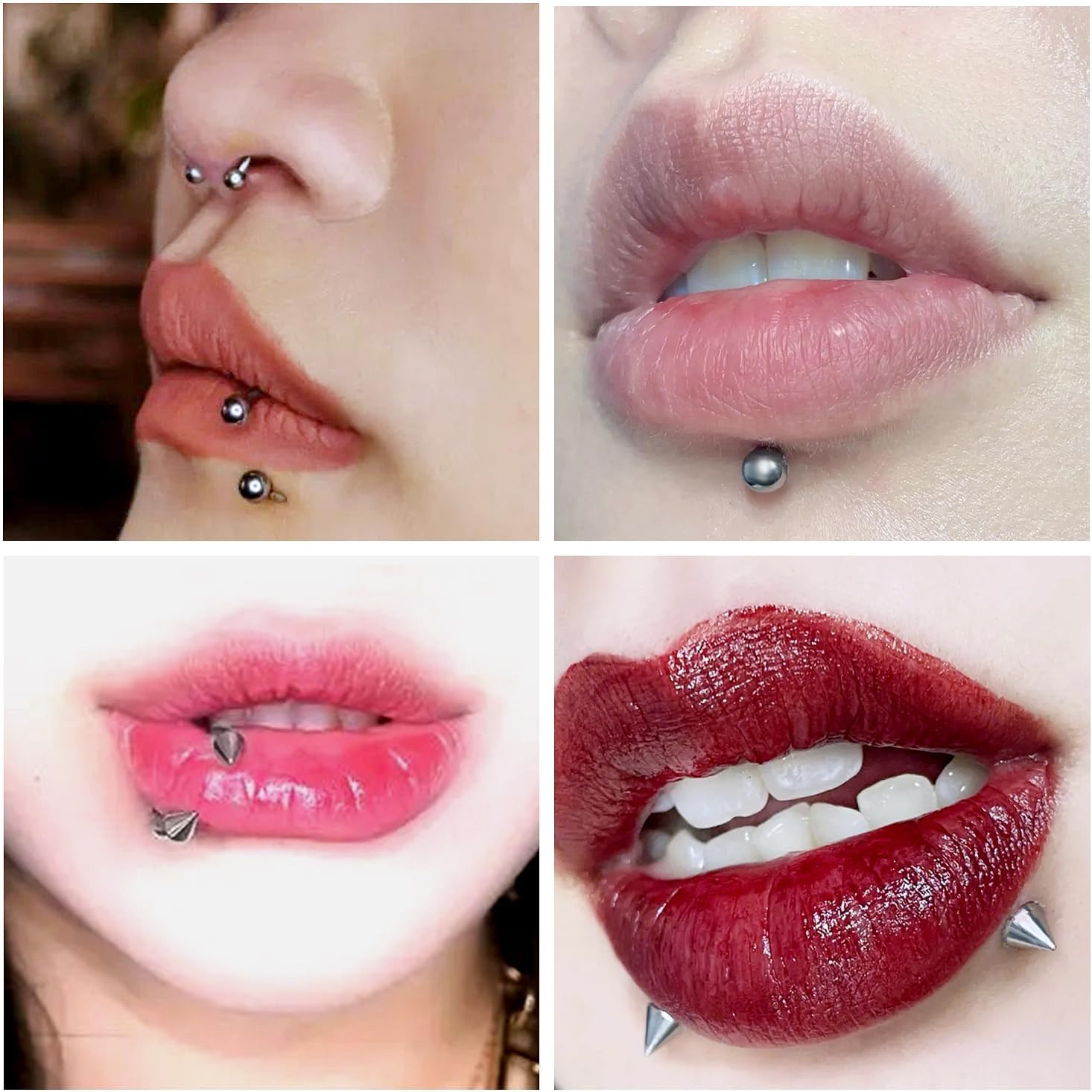 32PCS 16G Lip Rings Surgical Steel Snake Bite Jewelry Labret Jewelry Monroe Lip