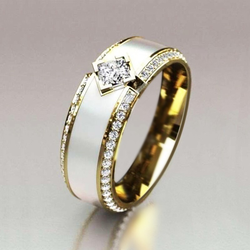Elegant 2CT Simulated Diamond Ring – 14K Gold Plated Unisex Fashion Ring