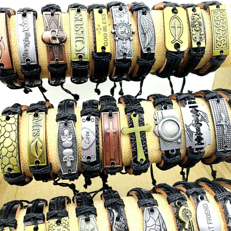 30pcs Cuff Bracelets Copper Alloy Leather Handmade Fashion Jewelry Wholesale