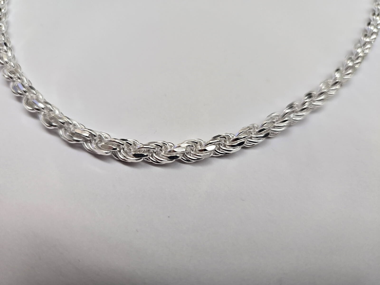 925 Sterling Silver Thick Rope Chain Necklace Diamond Cut 4.5mm 7″ to 30″