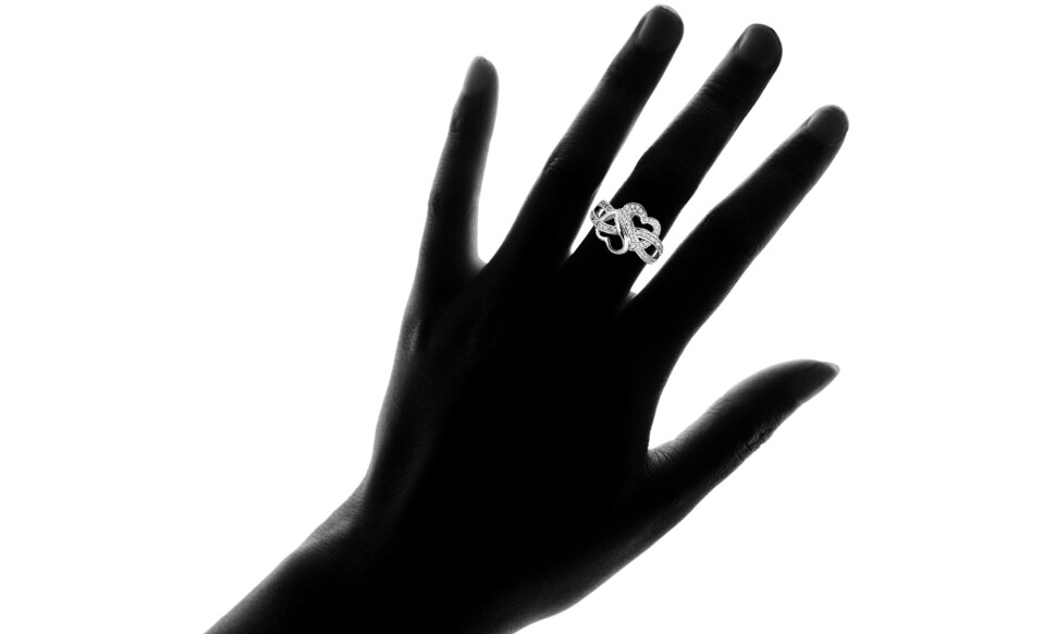 925 Sterling Silver Heart Infinity Knot CZ Promise Band Ring Sizes 6 – 9