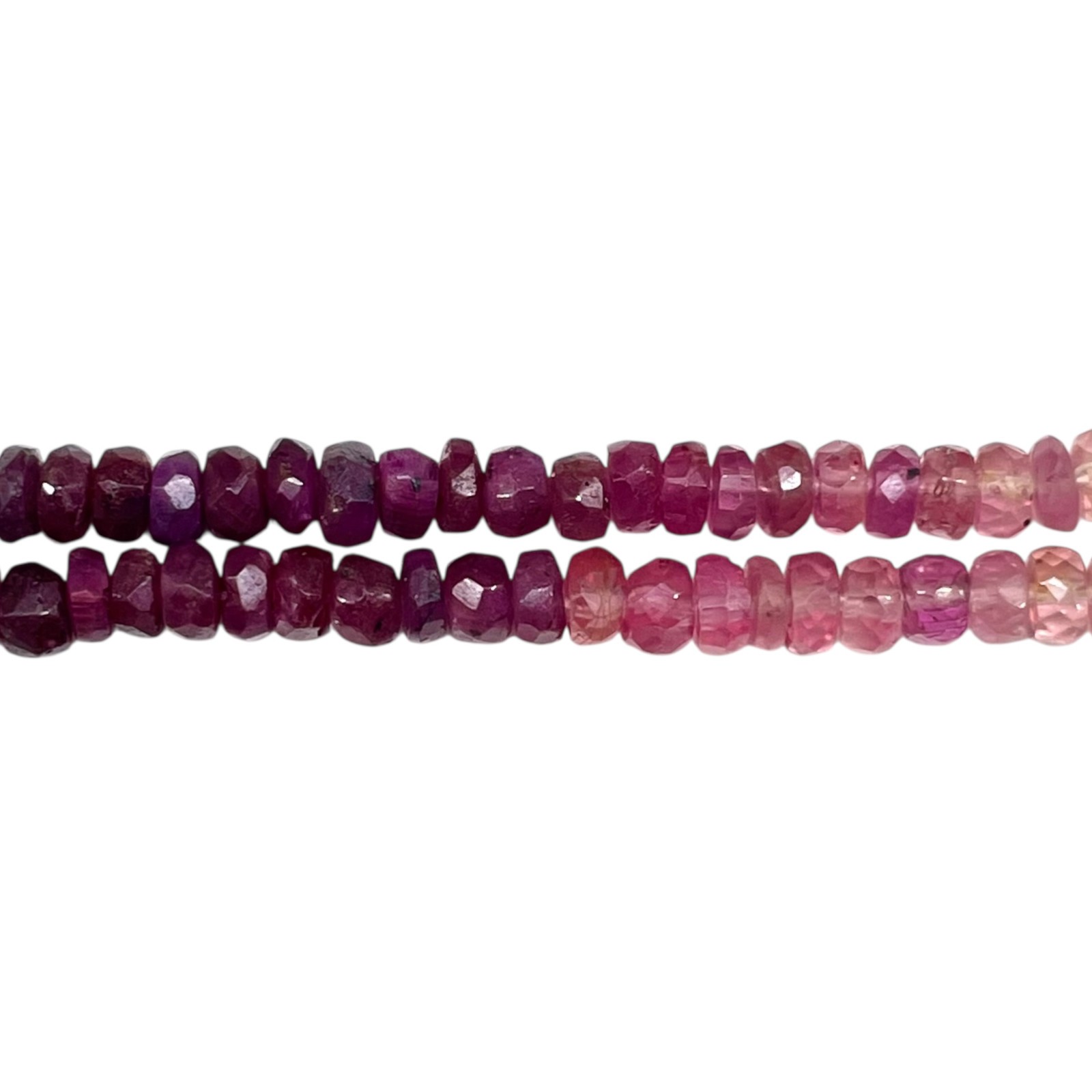 18 Inch Natural Ruby Necklace 3-4mm Shaded Faceted Cut Beads 925 Silver Clasp