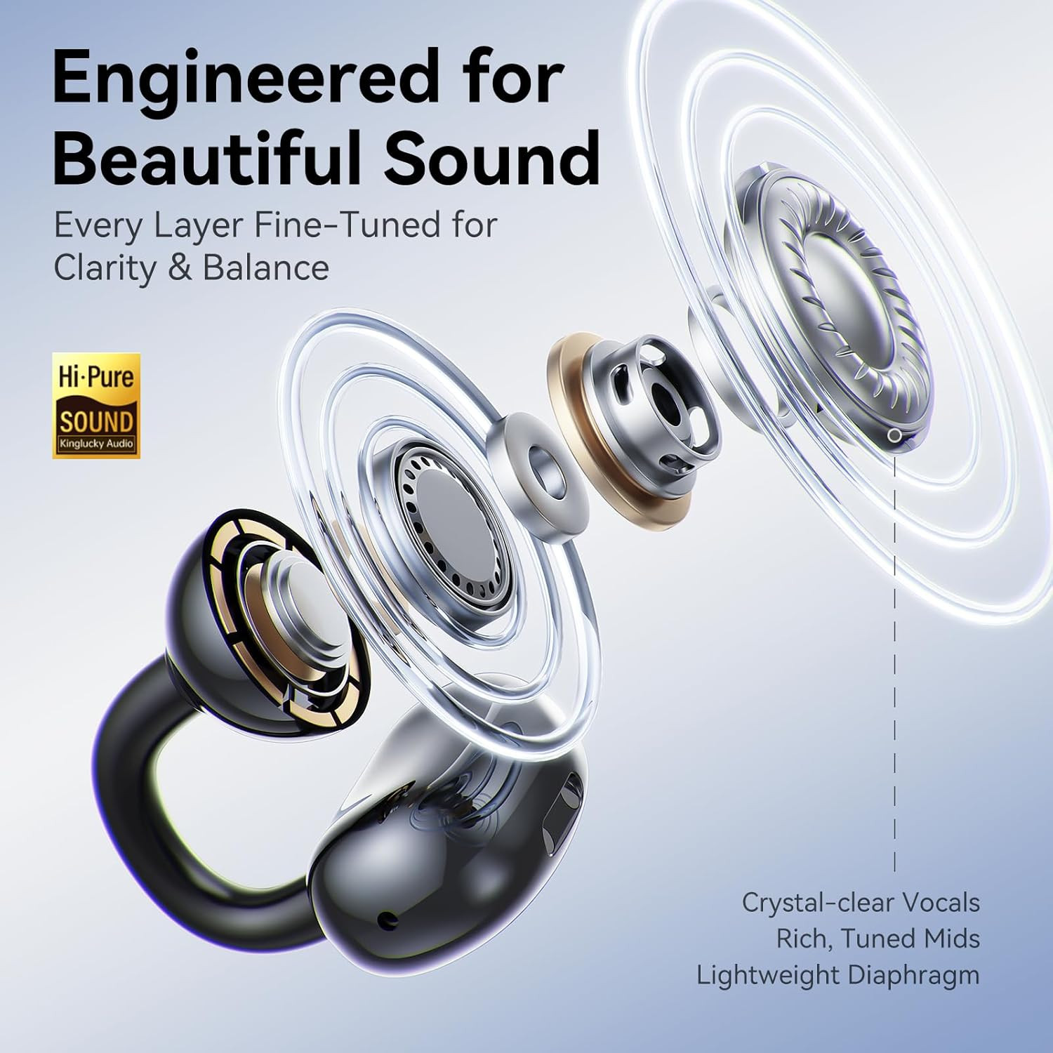 Jewelry-Inspired Clip-On Earbuds with Butterfly Earrings, Comfortable Fit & 50H