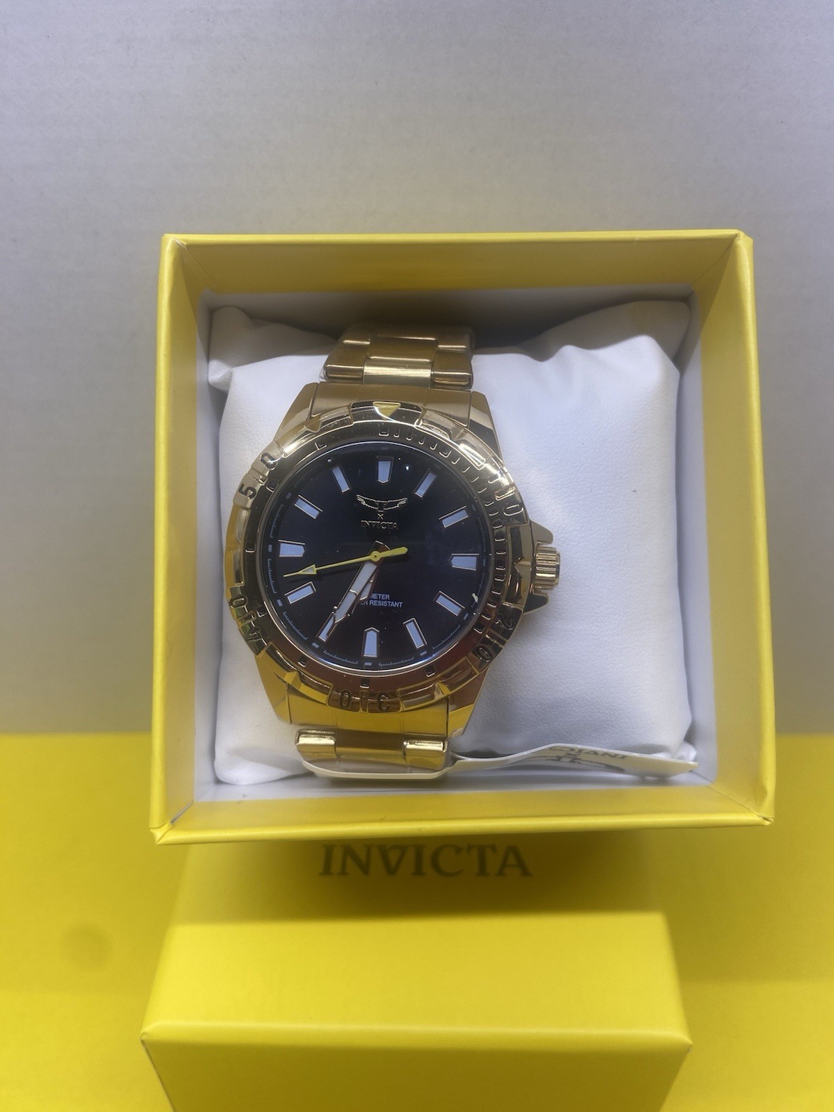 Invicta Specialty I Men’s Quartz Watch 42mm Black Dial Gold Steel Bracelet 30m