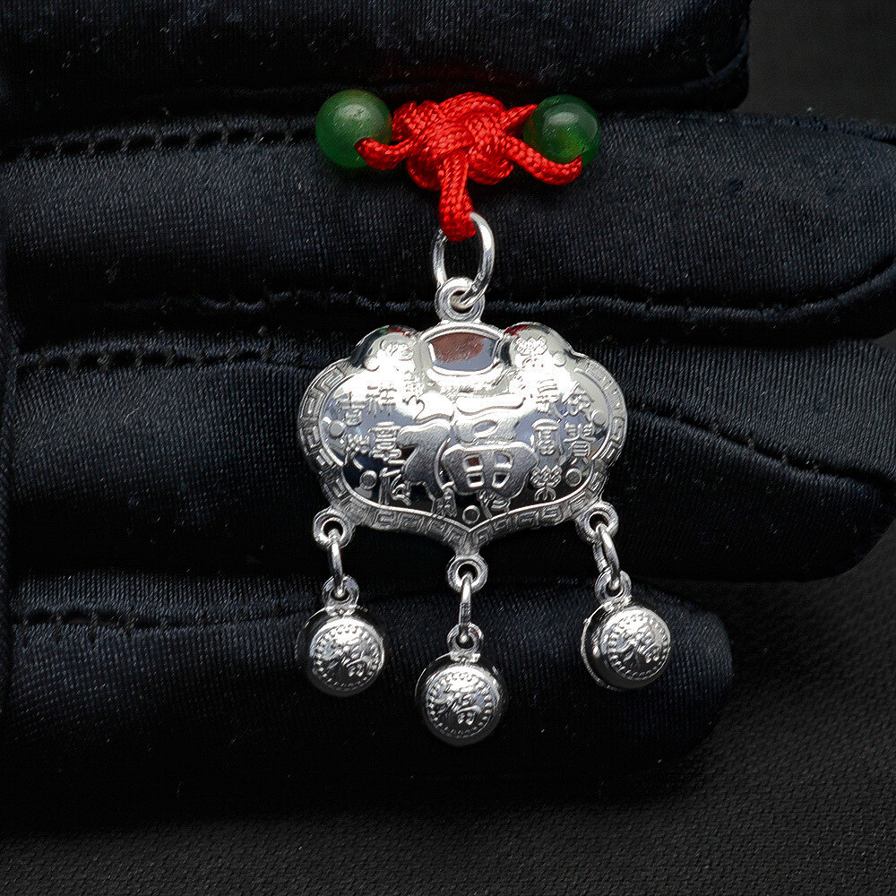 Pure S999 Sterling Silver Pendant Women Fu Ruyi Tassels Pendant 5-6g 35*26mm