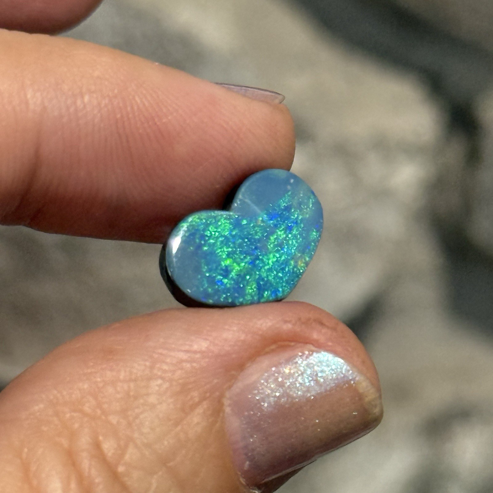 SALE 4.7ct 14x10x3mm Blue Green Australian Doublet Opal Heart Cabochon Gem