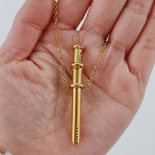 GOLD Incognito Elegant Ergonomic Compact BUMP STRAW NECKLACE Snuff Tool NEW