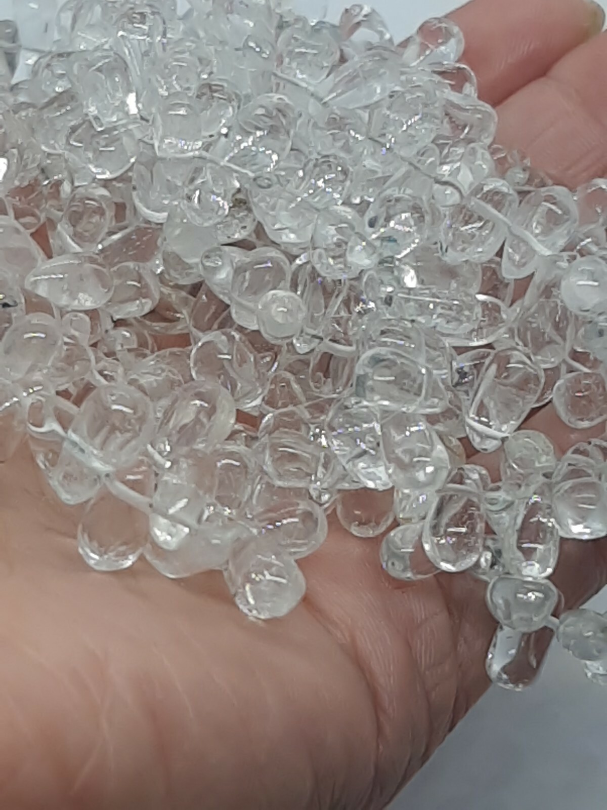 Raindrops of Light Triple Strand Necklace Rock Quartz Crystal Teardrop Beads