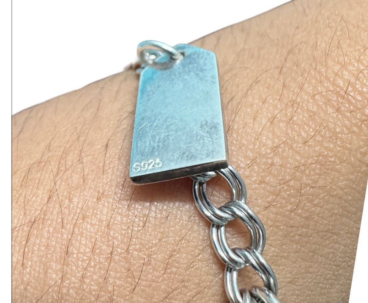 14K White Gold (585) Bracelet with Fixed 925 Sterling Silver Nautical Charms